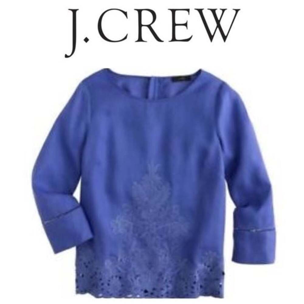 J Crew Embroidery Three Quarter Sleeve Linen Shirt Size:XS
